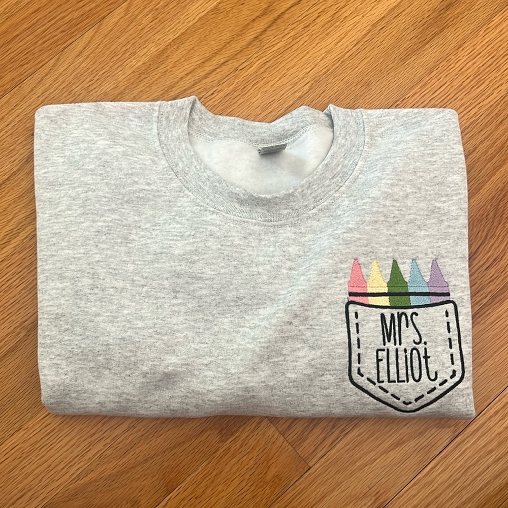 Size small Mrs. Elliot gift  sweatshirt embroidered
